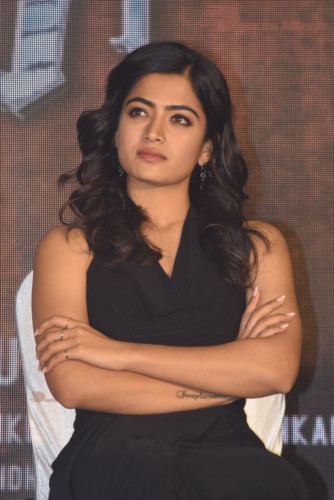 Telugu Actress Rashmika Mandanna in a black dress