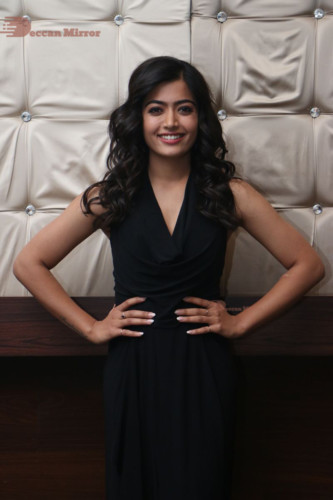 Telugu Actress Rashmika Mandanna in a black dress