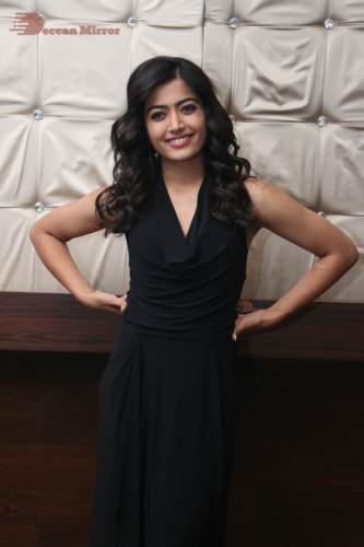 Telugu Actress Rashmika Mandanna in a black dress