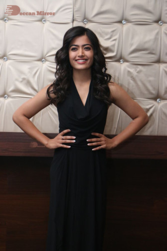 Telugu Actress Rashmika Mandanna in a black dress