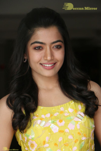 Telugu and Kannada Actress Rashmika Mandanna photoshoot in a yellow dress