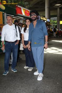 Actors Nagarjuna Akkineni, Anupam Kher, and Rashmika Mandanna spotted at Mumbai Airport