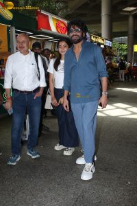 Actors Nagarjuna Akkineni, Anupam Kher, and Rashmika Mandanna spotted at Mumbai Airport