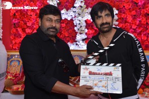 Ravanasura Movie Opening Stills with Ravi Teja, Chiranjeevi, Anu Emmanuel, Faira Abdullah