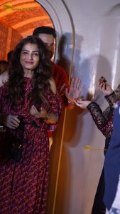 actress Raveena Tandon pretty in a red dress