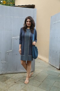 actress Raveena Tandon sexy in a blue dress