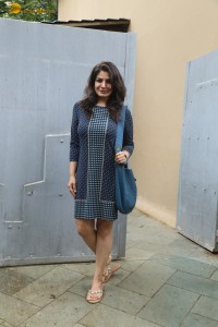 actress Raveena Tandon sexy in a blue dress