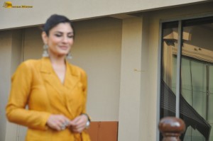 actress Raveena Tandon gorgeous in a yellow dress while promoting her show