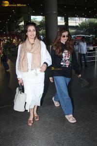 Bollywood actress Raveena Tandon spotted with her daughter Rasha Thadani at Mumbai airport