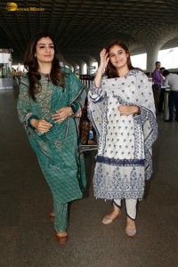 Actress Raveena Tandon and her daughter Rasha spotted at the Mumbai Airport