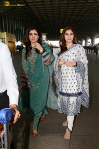 Actress Raveena Tandon and her daughter Rasha spotted at the Mumbai Airport
