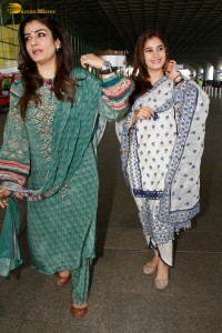 Actress Raveena Tandon and her daughter Rasha spotted at the Mumbai Airport