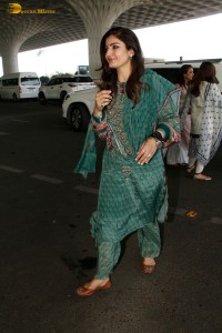 Actress Raveena Tandon and her daughter Rasha spotted at the Mumbai Airport