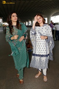 Actress Raveena Tandon and her daughter Rasha spotted at the Mumbai Airport