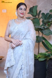 actress Regina Cassandra sweet looks in a silver color saree