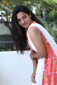 telugu actress rekha nirosha cute photoshoot in a orange salwar