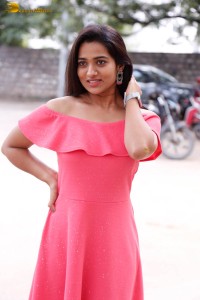 indian actress rekha nirosha in a pink dress