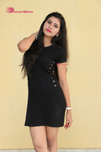 Telugu Actress Revathi Singh in a black dress