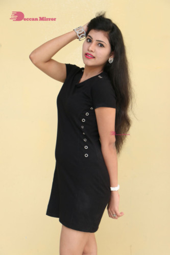 Telugu Actress Revathi Singh in a black dress