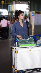 actress rhea chakraborty chic look in blue shirt