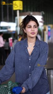 actress rhea chakraborty chic look in blue shirt