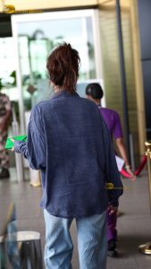 actress rhea chakraborty chic look in blue shirt