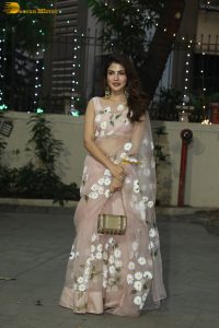 bollywood actress Rhea Chakraborty sizzles in a saree at a function