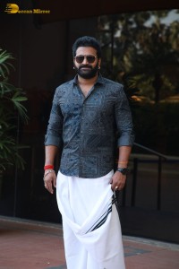 Rishab Shetty seen in traditional attire while visiting Taj Lands End Hotel in Mumbai