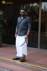 Rishab Shetty seen in traditional attire while visiting Taj Lands End Hotel in Mumbai