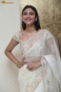 actress Ritika Nayak sizzling looks in a white saree