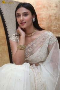 actress Ritika Nayak sizzling looks in a white saree