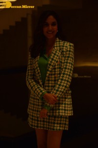 Ritu Varma in a green mini skirt attending modern love press meet