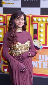 actress rubina dilaik sweet and pretty looks in a purple dress