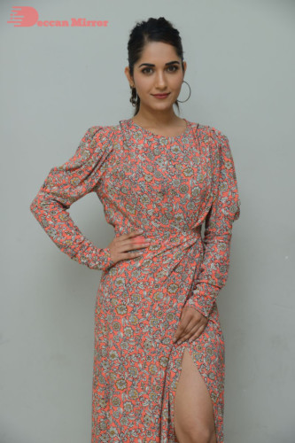 Telugu Actress Ruhani Sharma photoshoot in a orange dress