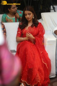 Actress Rukshar Dhillon in a Red Saree