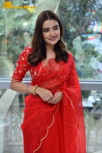 Actress Rukshar Dhillon in a Red Saree