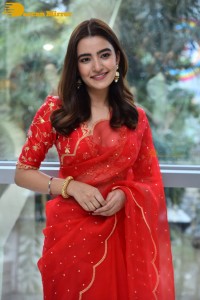 Actress Rukshar Dhillon in a Red Saree