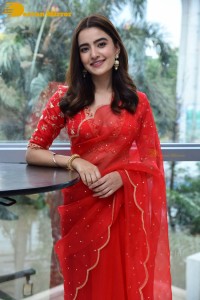 Actress Rukshar Dhillon in a Red Saree