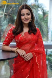 Actress Rukshar Dhillon in a Red Saree