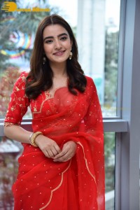 Actress Rukshar Dhillon in a Red Saree
