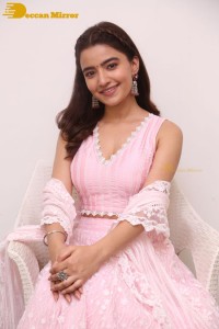 Actress Rukshar Dhillon in a pink dress