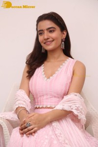 Actress Rukshar Dhillon in a pink dress