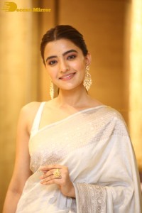 Actress Rukshar Dhillon Photoshoot in a Silver Color Saree