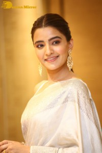 Actress Rukshar Dhillon Photoshoot in a Silver Color Saree