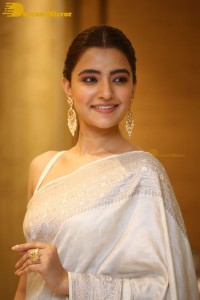 Actress Rukshar Dhillon Photoshoot in a Silver Color Saree