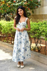 actress Rupa Srinivas sexy in a white and blue dress