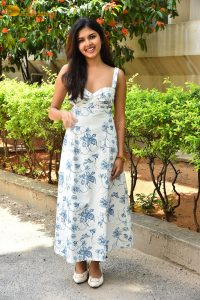 actress Rupa Srinivas sexy in a white and blue dress