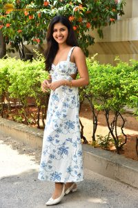 actress Rupa Srinivas sexy in a white and blue dress