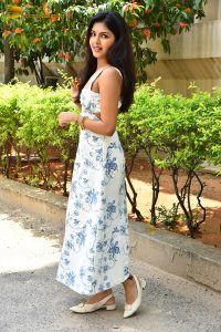 actress Rupa Srinivas sexy in a white and blue dress