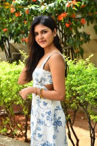 actress Rupa Srinivas sexy in a white and blue dress